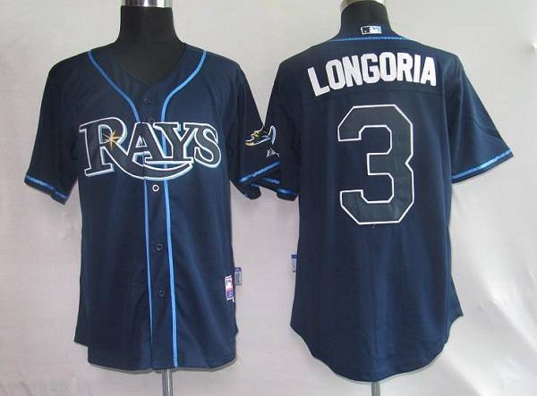Rays #3 Evan Longoria Dark Blue Stitched MLB Jersey